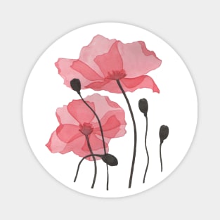 Poppy Floral Watercolor Magnet